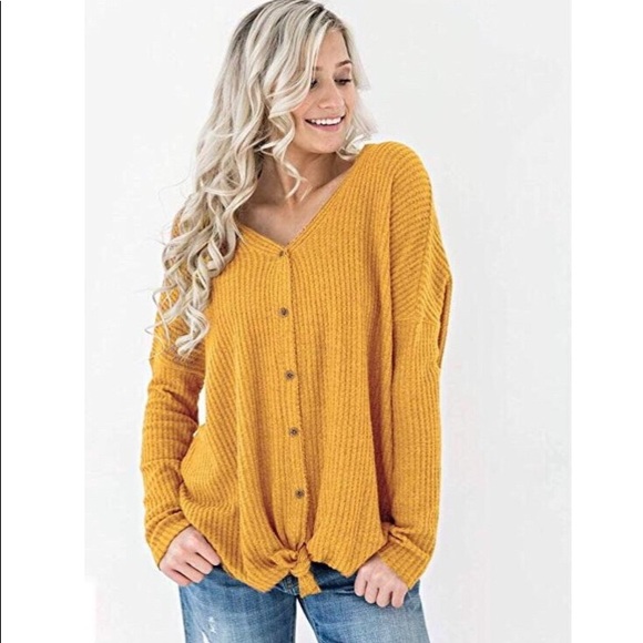 Sweaters - Yellow Casual Bat Wing Thermal Cardigan Sweater